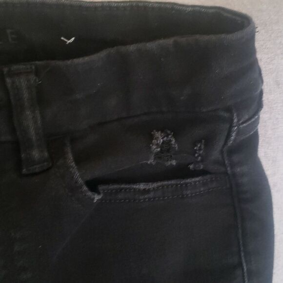 American Eagle jeans women's sz 6 black destroyed holes stretch hi-rise jegging - Picture 14 of 16